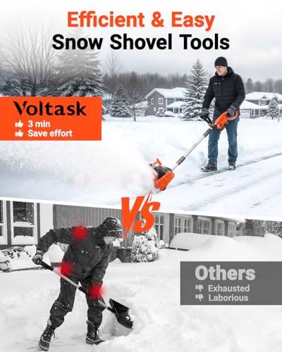 VOLTASK Cordless Snow Shovel, 24V | 13-Inch | 4-Ah Cordless Snow Blower, Battery Snow Blower with Directional Plate & Adjustable Front Handle (4-Ah Battery & Quick Charger Included)