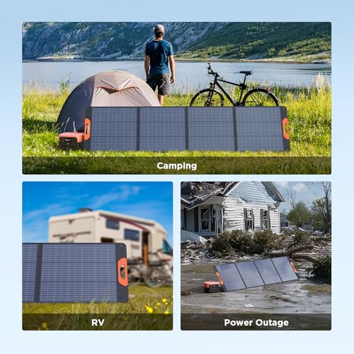 ZOUPW 220W Portable Solar Panel for Power Station,23.5% Efffciency Foldable Monocrystalline Solar Charger for Jackery Explorer/EcoFlow Delta/Bluetti,IP67 Waterproof for RV Camping Home Backup