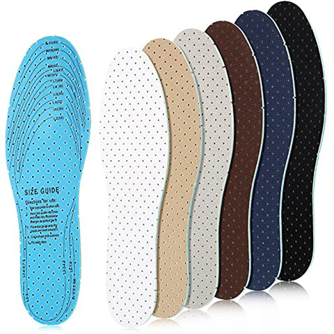 6 Pairs Shoe Insoles Women Thin Breathable Shoe Pads Inserts Ultra Soft Cushioning Walking Double Layer Latex Insoles with Holes Fit in Any Unisex, Men 7-11 Woman 2-8(Simple Colors)