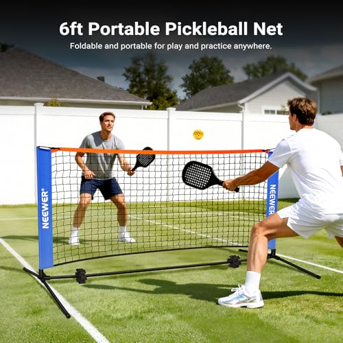 NEEWER 6ft Pickleball Net, Small Portable Foldable Driveway Equipment Accessories for Indoor Outdoor Pickle Ball Training & Practice, No Tools Required, PB01N