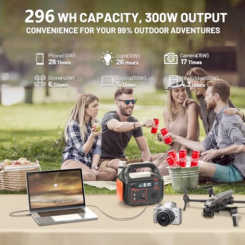 300W Solar GeneratorPortable Power Station, 294Wh Powered Generator with 120V AC Outlet Lithium Battery for RV Camping Outdoor Hiking Home Emergency Backup Power Supply (Solar Panel Optional)
