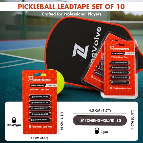 Pickleball Lead Tape Pack of 10, Extra Strong Adhesive, 3g Weighted Edge Guard Strips, Waterproof Pickleball Lead Tape Strips, Enhance Power, Swing & Paddle Balance, Black