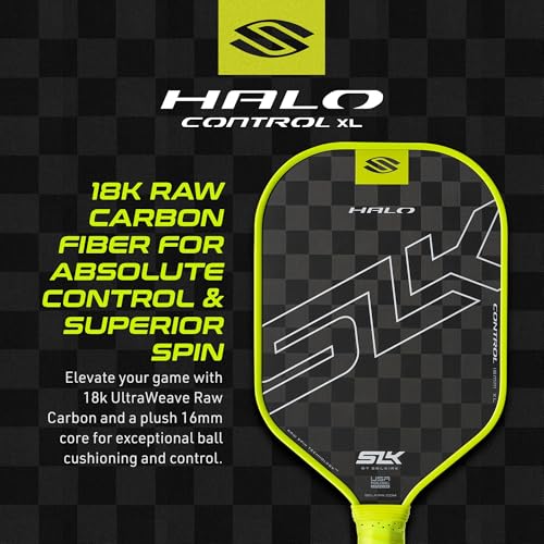 Selkirk Sport SLK Halo Control XL Pickleball Paddle | Carbon Fiber Pickleball Paddles with a Rev-Core Power Polymer Core | Designed for Ultimate Spin & Power | Green