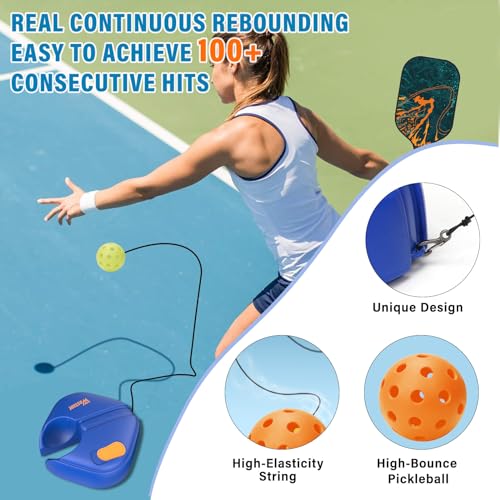 Westant Match Buddy Pickleball Trainer - Pickle Ball Practice Rebounder with 2 Balls, Pickleball Training Aids for Adults, Kids, for Self Practice (Blue)