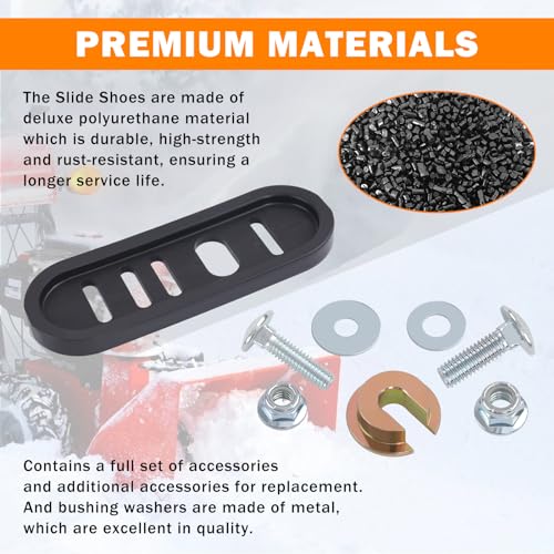 CheeMuii 490-241-0010 Snowblower Slide Shoes with Mounting Hardware Kit Universal Snow Thrower Poly Slide Shoes Fit for MTD Craftsman Troy-Bilt Yard Machines 2-Stage & 3-Stage Snow Throwers