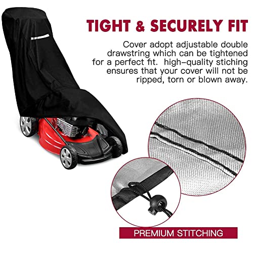 Outdoors Lawn Mower Cover Waterproof Heavy Duty Push Lawn Mower Covers Storage Tear-Resistant, UV Protection Universal Fit with Drawstring & Cover Storage Bag, Waterproof Lawnmower Covers for Outdoor