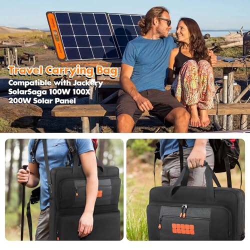 Padded Solar Panel Carrying Case Compatible with Jackery SolarSaga 100W 100X 200W,Travel Solar Panel Storage Bag Fits for ZOUPW 100W 110w 200w with Multi-Pockets & Shoulder Strap
