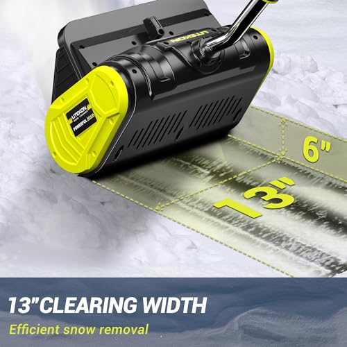 Litekon 40V Brushless Cordless Snow Shovel, 13-Inch Electric Snow Blower with 2X 4.0Ah Batteries & Charger, Battery-Powered Snow Removal with 16.5FT Throw Distance for Patio, Deck, Driveway,Green
