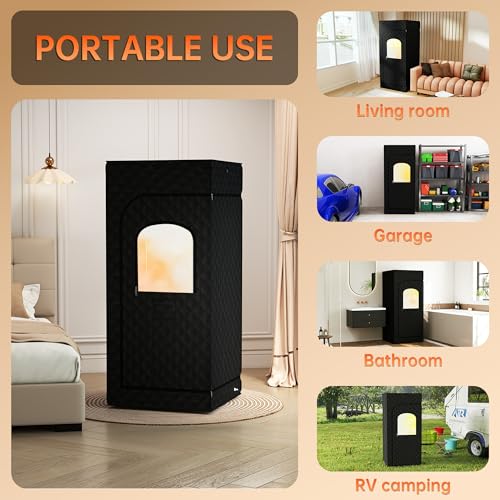 Portable Steam Sauna for Home,Sauna Box with 9-level Heating,0-99 minute timer,Personal Sauna Tent for Home with 2.6L 1000W Steam Steamer,Remote Control,Folding Chair.Relax and Healthy at Home Sauna