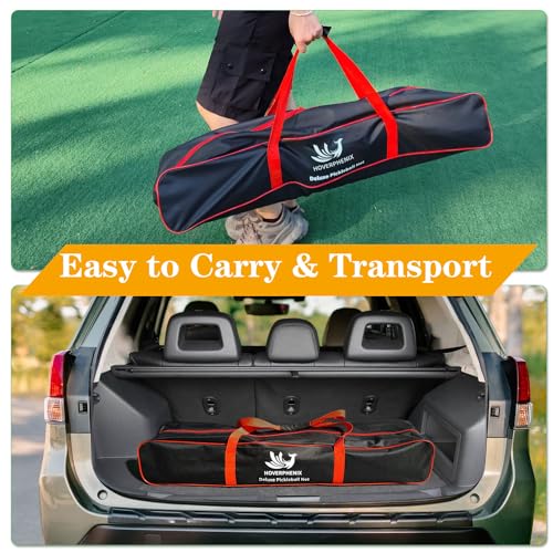 Portable Pickleball Net with Wheels, 22FT Regulation Size Pickle Ball Net with Pickleballs, Carry Bag for Home, Driveway, Backyard, Indoor or Outdoor