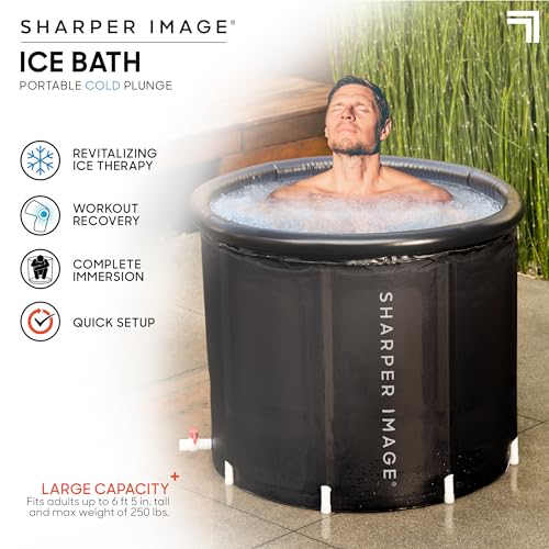 Sharper Image Insulated Ice Bath Cold Plunge Tub with Lid, 31.5" x 29.5", Portable Inflatable Bathtub, Helps Boost Energy & Muscle Recovery, Cold Therapy for Athletes & Adults up to 6'5" & 250 Lbs