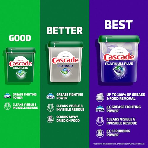 Cascade Platinum Dishwasher Pods, Dishwasher Detergent, Dish Detergent Soap, Fresh, 59 Count