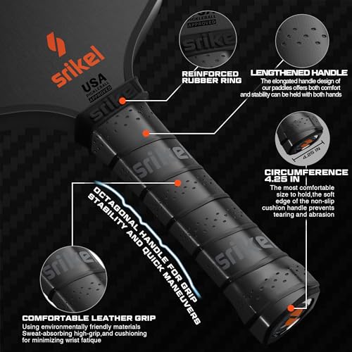 Srikel DuraFoam Pickleball Paddle – T700 Carbon Fiber Professional Pickleball Paddle,100% Foam Core Racket for Consistent Shots,Power & Control,Power X Hybrid Shape,Black