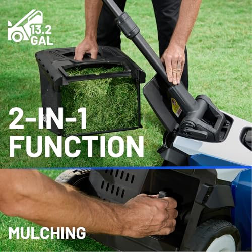 Electric Lawn Mower, Self-propelled Lawn Mower Cordless 40V(2x20V) 18.5" Brushless Mower with Electric Cutting Height Adjustment, Higher Rotation Speed, 2 x 4.0Ah Battery and Rapid Charge Included