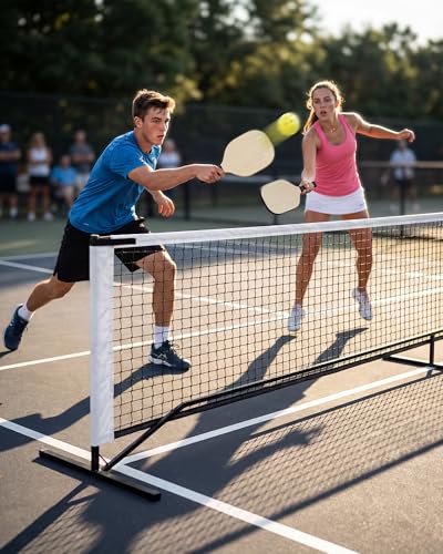 Outdoor Pickleball Net System – 22FT Regulation Net for Driveway with HeavyDuty Metal Frame, 4 Paddles, 4 Outdoor Balls & Carry Bag, Weather Resistant, Portable for Backyard, Park, Beach & Camping