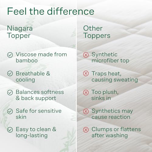 Ultra Soft Queen RV Size Mattress Topper - Viscose Made from Bamboo Pillow Top Mattress Pad for Back Pain Relief - Naturally Cooling for Hot Sleepers, Green
