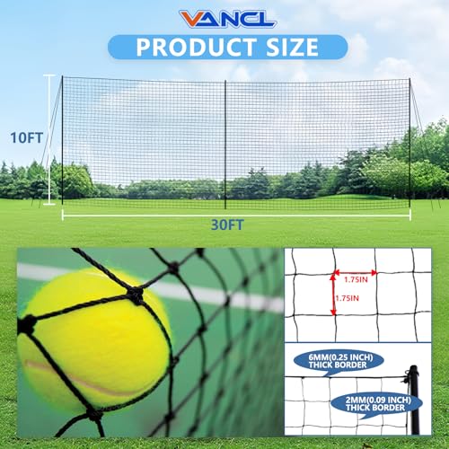 VANCL Socket Ball Stop Net with Posts - 1.75 Inch Barrier Net for Tenn ...