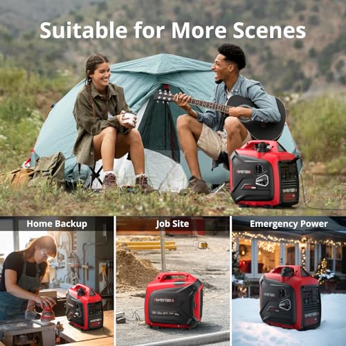 AMERISUN 2500-Watt Gas Powered Portable Inverter Generator, CO Sensor, Super Quiet for Home Backup, Emergency, Camping, EPA Compliant 2025 Version