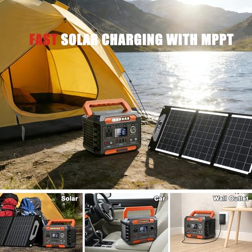 AWELTEC Portable Power Station 300W,78000Mah(288Wh) Lightweight Compact Solar Generator with AC DC USB Outlet,LED Light,Pass-Through Charging for Camping,Travel,Outdoors,Home Blackout