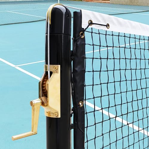 Seliyoo Round Pickleball Post,Steel Pickleball System,Surface Mount,Include Premium-Grade Brass Winder,Net,Idea for Clay or Courts