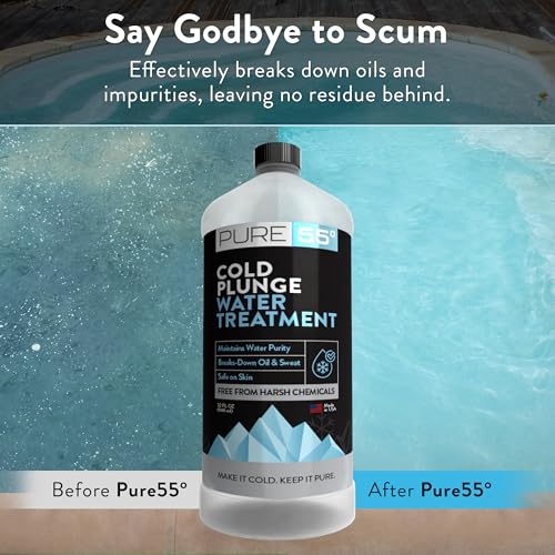 3in1 Cold Plunge Water Treatment, Weekly Natural Ice Plunge Stabilizer & Clarifier, Harsh Chemical Free, Fight Scum & Odors for Clear Waters - Pure55 Made in The USA (32 Fl Oz)