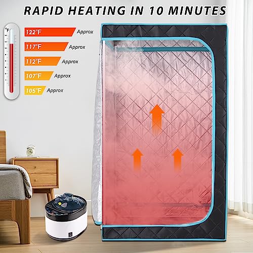 iDOTODO Portable Steam Sauna Box for Home Spa, Steam Saunas for Home, Full Body Sauna Tent for Relaxation, 1500W & 4L Sauna Steamer Machine, Remote Control, Foldable Chair (Black)