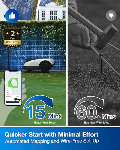 ECOVACS Goat O1000 RTK Robot Lawn Mower, Perimeter Wire Free Vision Robotic Lawnmower for 1/4 Acres Lawn, Automated Mapping, APP Control, 3D Obstacle Avoidance, Zero-Edge Cutting, 8.66 Inches