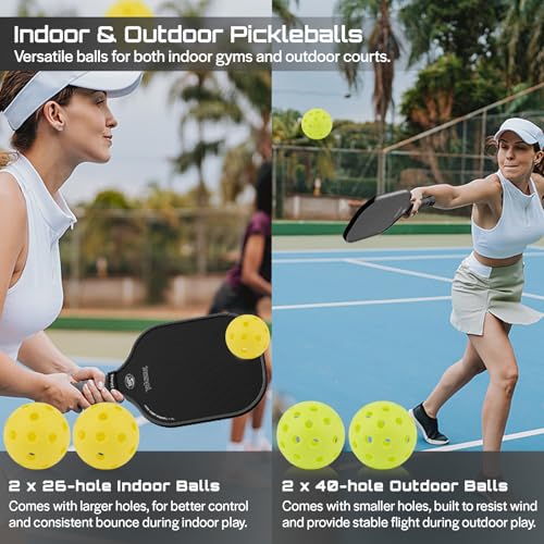 Joysent Pickleball Paddles Set, USAPA Approved Carbon Fiber Pickleball Set with Pickleball Rackets and Indoor Outdoor Pickle Balls, Beginner Pickleball Paddle for Adults Men Women