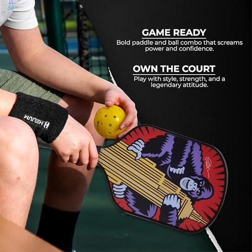 Pop Art Paddles Carbon Fiber Pickleball Paddles, Textured Honeycomb Core Pickleball Racket with Cushion Grip, Designed for Control and Balance by Legendary Pop Artist Burton Morris (Red)