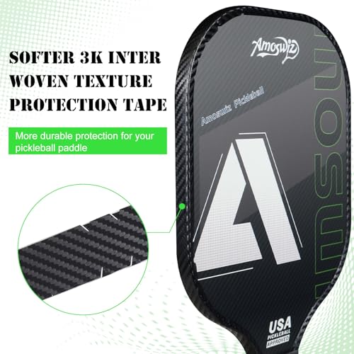 Amoswiz Pickleball Edge Guard Tape, 3K Pickleball Protection Tapes 3 Pcs, PU Interwoven Texture Edge Tape, 23MM & 26MM Width Black Head Tapes for 13MM & 16MM & 20MM Thicknesse Paddles