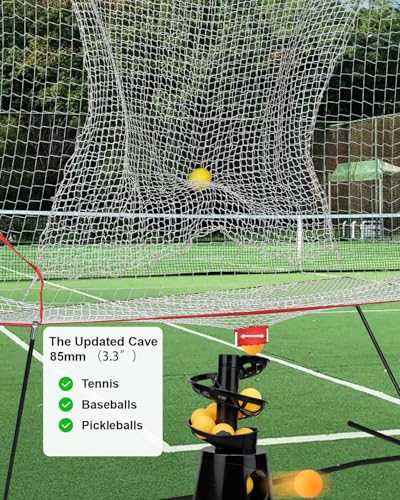 Portable Tennis & Baseball Ball Recovery System Net, 6 x 7ft Portable Polyester Mesh and Fiberglass Frame, Collapsible Pickleball Trainer for Indoor/Outdoor