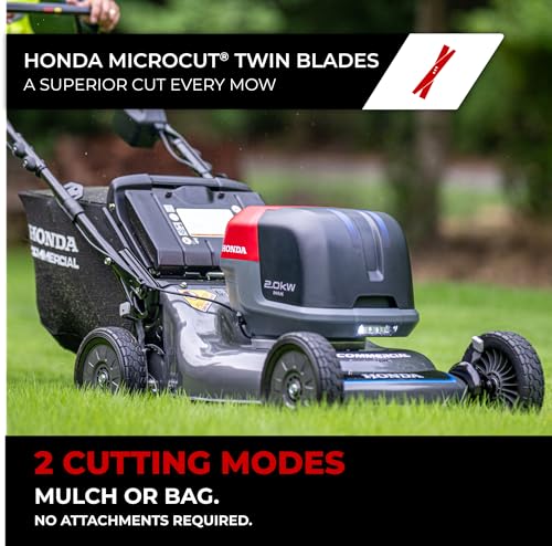 Honda HRC-BE 21-Inch Walk Behind 12 AH Battery Powered Lawn Mower with 2 Battery Bays, Variable Speed Self Propelled Lawn Mower with 2.5 Bushel Capacity, Easy-Off Grass Bag (HRX217YXBEXA6)