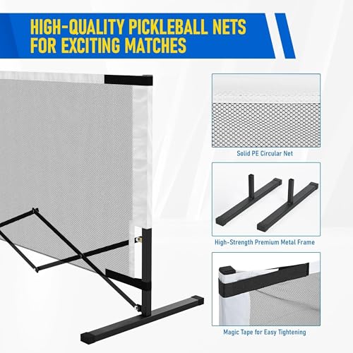 Inracity Retractable Pickleball Net with Wheels, Portable Pickleball Net Indoor/Outdoor with Heavy-Duty Metal Frame, Free Assembly, 22FT Pickle Ball Nets with Carry Bag for Driveway Backyards Garages