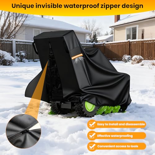HICOVER Snow Blower Cover - 1200D Snowblower Covers Heavy Duty Waterproof Zipper Reflective Strips Universal Fit for EGO, Honda, Ryobi, Cub Cadet, Ariens, Troy Bilt, Snow Joe, Toro and PowerSmart