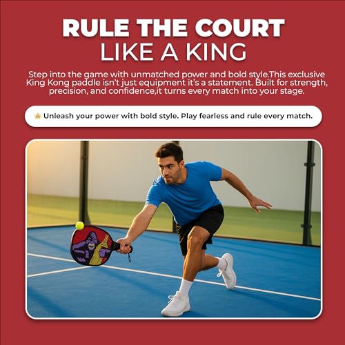 Pop Art Paddles Carbon Fiber Pickleball Paddles, Textured Honeycomb Core Pickleball Racket with Cushion Grip, Designed for Control and Balance by Legendary Pop Artist Burton Morris (Red)