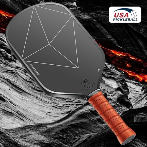 VUFOXT Pickleball Paddles, USAPA Approved T700 Raw Carbon Fiber Surface (CFS) High Spin 16MM PP Honeycomb Core