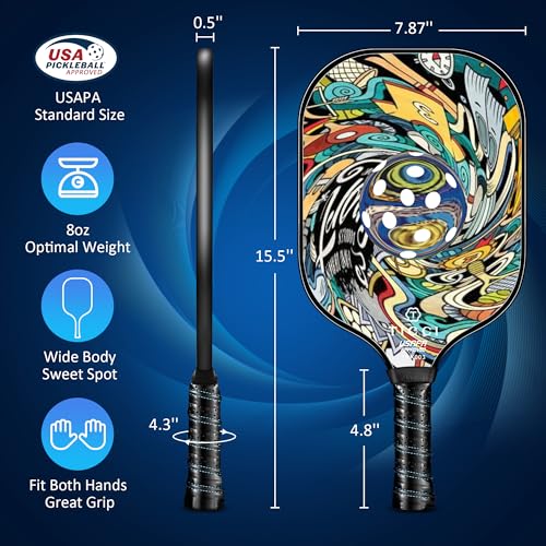 Pickleball Paddles Set of 2, USAPA Approved Fiberglass Pickleball Set with 4 Balls & Carry Bag, Lightweight Rackets for Beginners & Adults