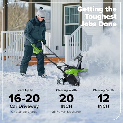 Greenworks 40V 20'' Brushless Snow Blower, Battery and Chargder not Included