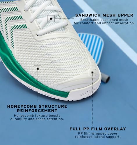 K-Swiss Men's Ultrashot Light Pickleball Tennis Shoe - Lightweight Court Shoes Lateral Movement Stable Support, White/Green 10 M