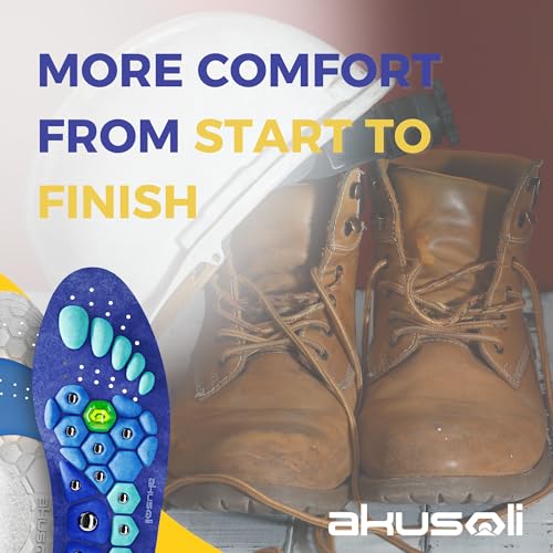 Akusoli Insoles for Men, Work Boots Mens Insoles, Shock Absorbing Inserts, Flat Feet Support, Magnetic Insole Women Standing All Day, Plantillas para Botas de Trabajo, Mens Gifts L/XL W 10–12 M 8–13