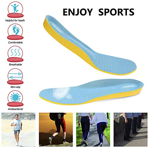 Shoe Insoles for Women Men and Kids, Memory Foam Insoles, Comfortable Sports Shoe Inserts for Shock Absorption and Relieve Foot Pain, Plantar Fasciitis Arch Support Insoles, M(Men 6-9/ Women 7-11)