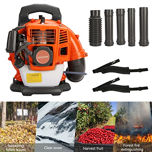 Backpack Gas Powered Leaf Blower, 52CC 550CFM 3HP 2 Stroke Grass Lawn Blower Air Cooling Gasoline Backpack Grass Blower with Air-Cooled, Snow Blower for Outdoor (550CFM 52CC)