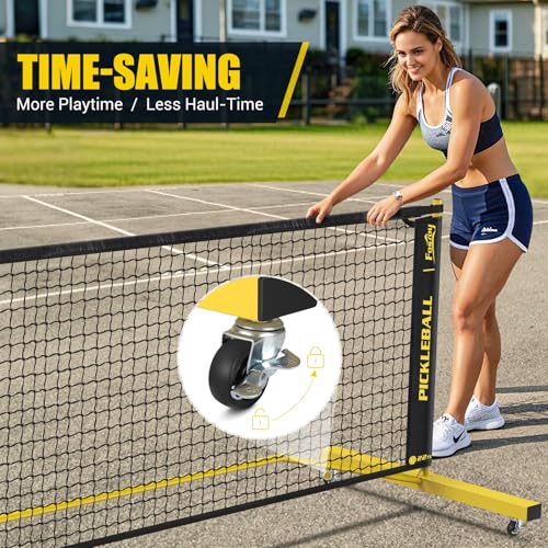 Pickleball Set Net with 4 Paddles, 6FT/11FT/22FT Portable 3-in-1 Pickle Ball Net with Carry Bag, Pickleballs, Designed for All Weather Conditions (3-in-1 Pickleball net with Rackets)
