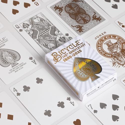Bicycle 140th Anniversary Limited Edition Exclusive Playing Cards Set with 1 oz Pure Gold, 1 oz .999 Fine Silver, or Bronze Commemorative Collector Coin (Mystery Unboxing Coin)