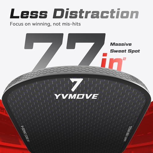 Pickleball Paddles for Advanced Players | Control & Power | Ti-Carbon Hybrid Face | V-Sonic III Kinetic Core 16MM | Large Sweet Spot | Mid-Weight | Extended Grip | USAPA (Titan800 TiCarbon)