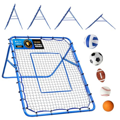 5x4FT Volleyball Baseball Rebounder Net, Softball Rebounder Pitchback Net Quick Adjustments, Quick Adjustments Lacrosse Bounce Back Practice Equipment, Ideal for Outdoor Indoor and Backyard Training