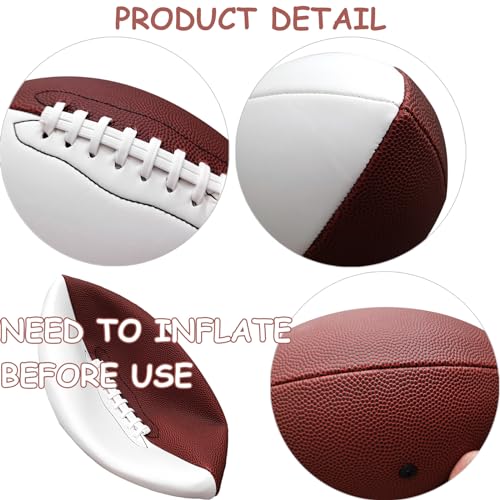 EaciTown Full Size 12 Inch Autograph American Football with 2 White Panels Customized Trophy for Rugby Game Graduation Signing