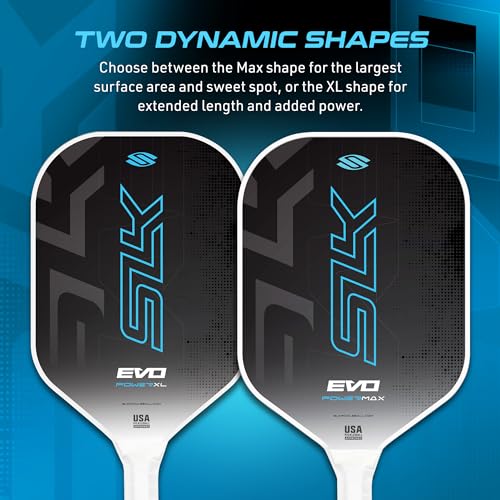 Selkirk Sport SLK Evo Power MAX Pickleball Paddle by Selkirk Sport | G9 Power Carbon Fiber Pickleball Paddle with SpinFlex Surface and Rev-Hybrid Polymer Core | Power Blue Max