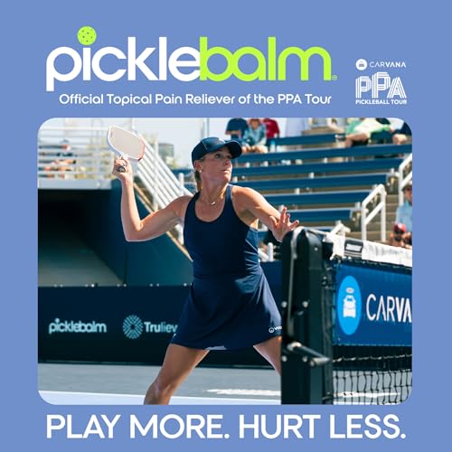 PickleBalm Pickleball Post-Game Muscle Pain Relief Cream with 4% Lidocaine, Arnica, Menthol, Cucumber Seed Extract for Shoulders, Knees, Wrists, and More, 4oz Cream