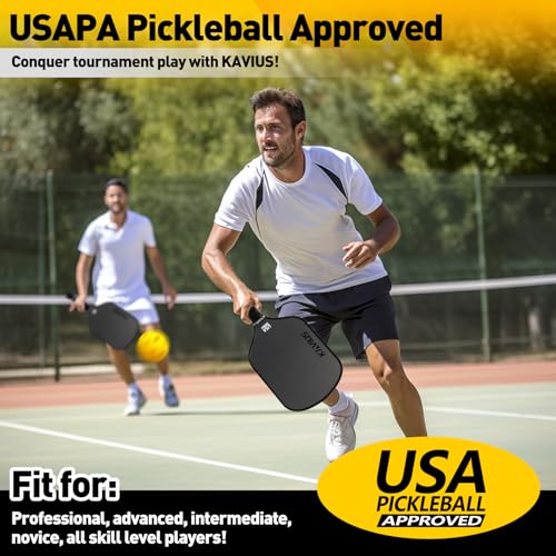 KAVIUS T700 Carbon Fiber Pickleball Paddle Honeycomb Core 16mm Pickleball Paddle Pro Pickle Ball Paddles Advanced Players with Cover USAPA Approved Pickle Ball Rackets Long Handled